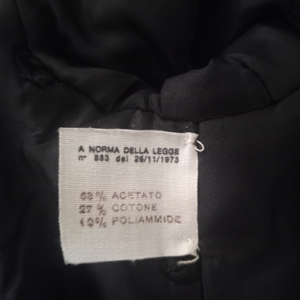 Cinzia Ruggieri Vintage Quilted Pinstriped Black Gold Silk Ruffled Trim Blazer L - Picture 6 of 8